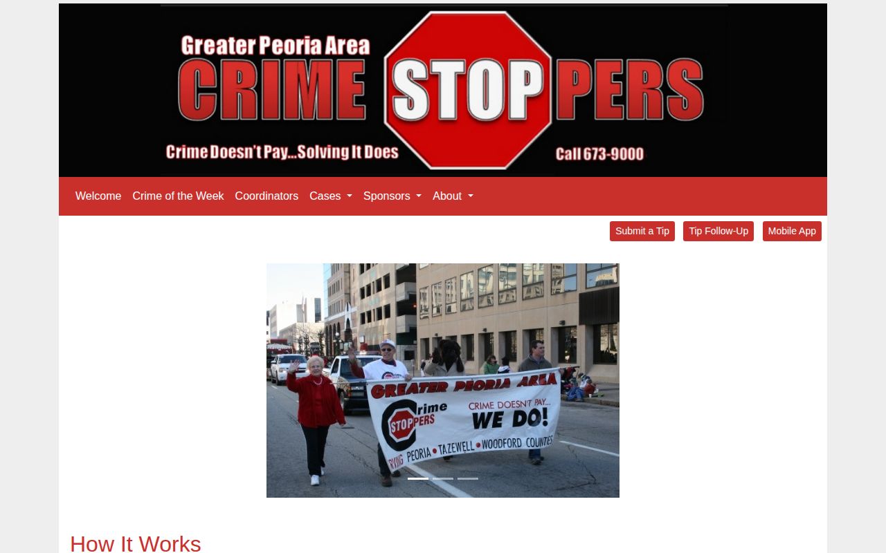 Greater Peoria Area Crime Stoppers anonymous tip page